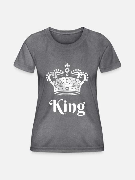 King Queen Partnerlook - Frauen Funktions-T-Shirt - dunkle Melange 