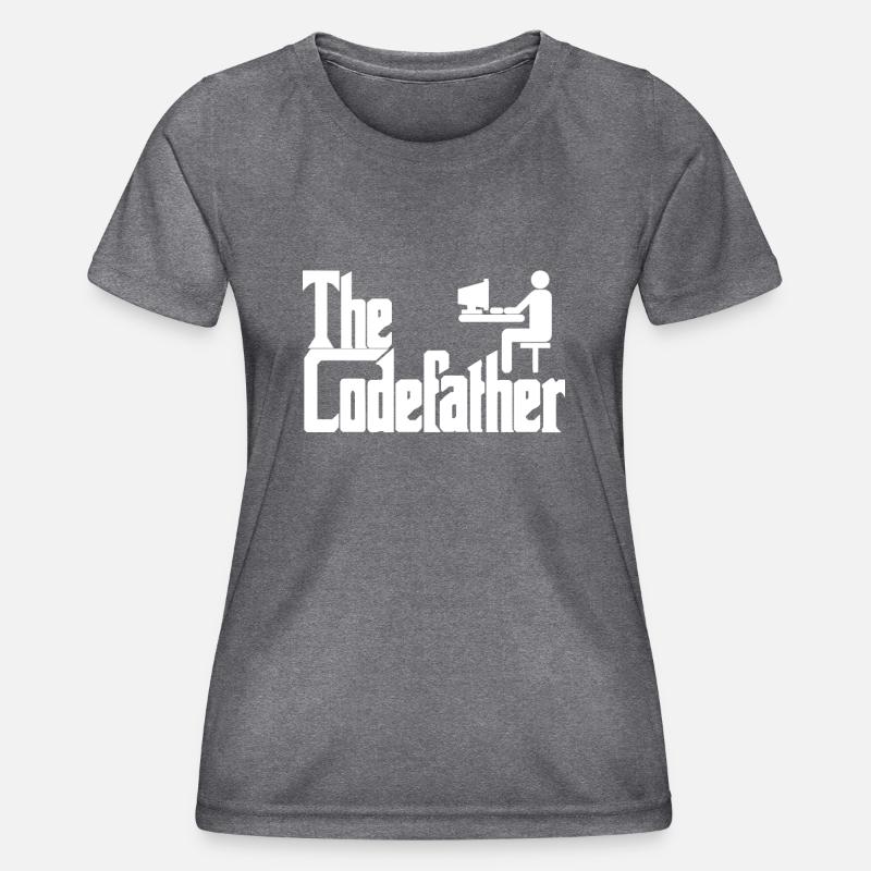 The Codefather Programmierer PC Coding Geschenk - Frauen Funktions-T-Shirt - dunkle Melange 