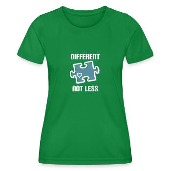 DIFFERENT - NOT LESS ! AUTISME - T-shirt sport Femme - vert - Devant - AI Model Female 172 dark (172cm)