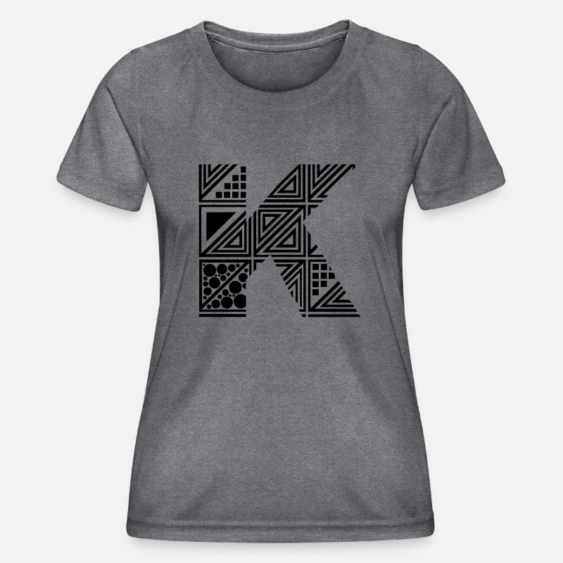 letter K - Women's Functional T-Shirt - dark melange 