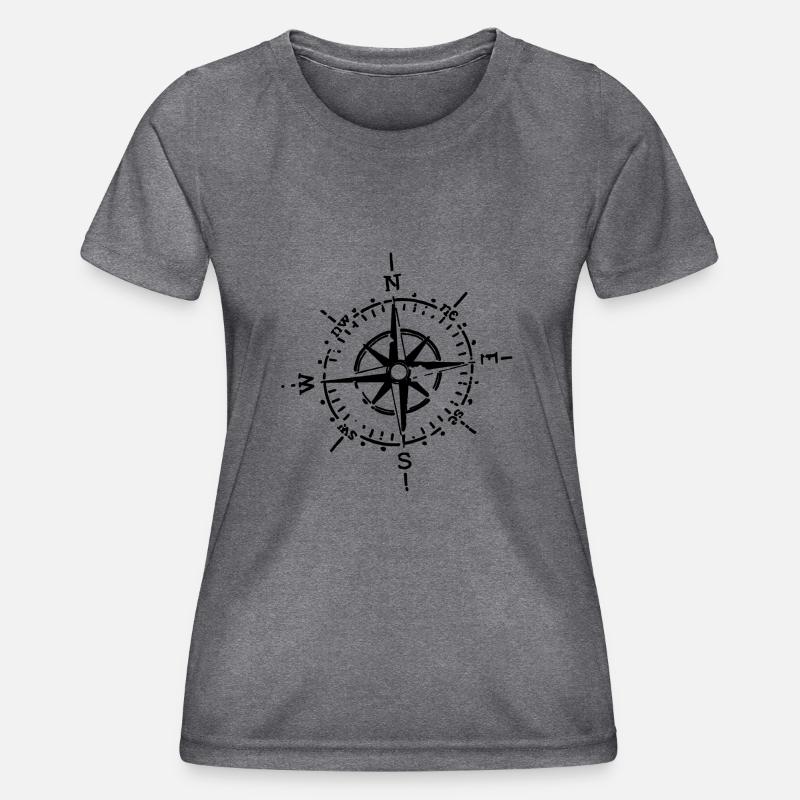Compass, Retro - Women's Functional T-Shirt - dark melange 
