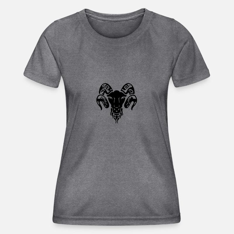 Aries, devil, satan, devil, gothic, goth, wicca, - Women's Functional T-Shirt - dark melange 