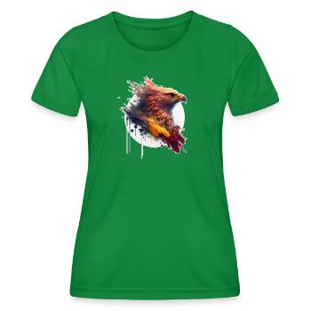 Aigle rouge aux yeux jaunes et cercle blanc - T-shirt sport Femme - vert - Devant - AI Model Female 172 dark (172cm)