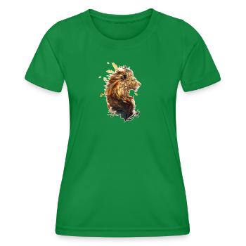 Beau lion avec des plantes oranges dans la crinière - T-shirt sport Femme - vert - Devant - AI Model Female 172 dark (172cm)