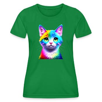 Chat arc-en-ciel - T-shirt sport Femme - vert - Devant - AI Model Female 172 dark (172cm)