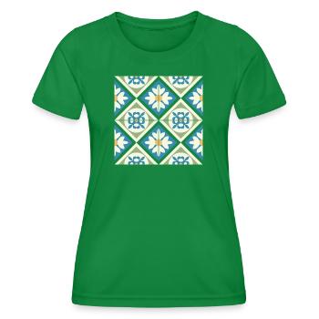 Andalusian Tiles 13 - Women's Functional T-Shirt - kelly green - Front - AI Model Female 172 dark (172cm)