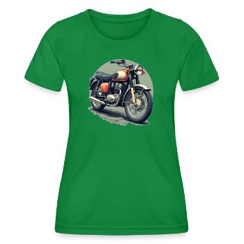Vintage Motorcycle Illustration - Women's Functional T-Shirt - kelly green - Front - AI Model Female 172 dark (172cm)