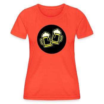 Bier Anstoßen Symbol Bierkrug - Frauen Funktions-T-Shirt - Grenadine - Vorne - AI Model Female 172 dark (172cm)
