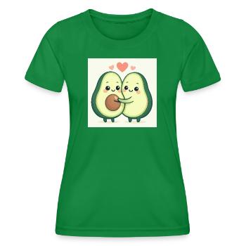 Kuschelige Avocado-Liebesgeschichte I Avocado Love - Frauen Funktions-T-Shirt - Kelly Green - Vorne - AI Model Female 172 dark (172cm)