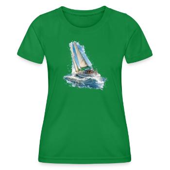 Voilier dans le bruit des vagues - T-shirt sport Femme - vert - Devant - AI Model Female 172 dark (172cm)