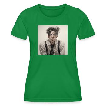 Dreamy Spectacle Wearer Portrait - Women's Functional T-Shirt - kelly green - Front - AI Model Female 172 dark (172cm)