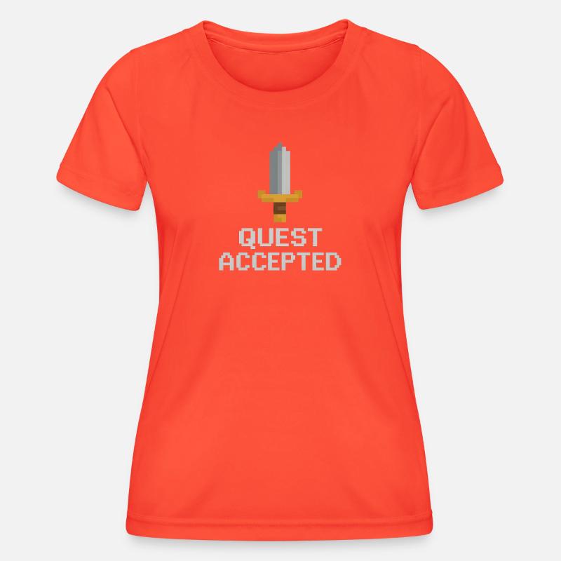 Quest Accepted Pixel Sword - Women's Functional T-Shirt - grenadine