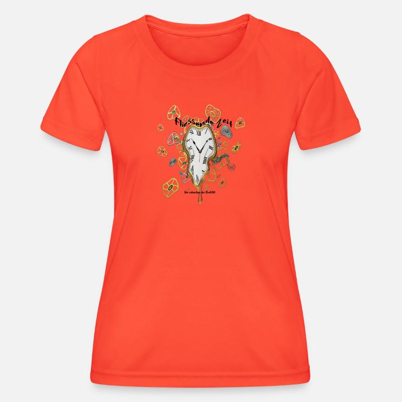 Melting clock with gears - Women's Functional T-Shirt - grenadine