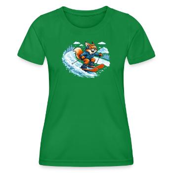 Funny Ski Fox – Motif comique d’hiver - T-shirt sport Femme - vert - Devant - AI Model Female 172 dark (172cm)