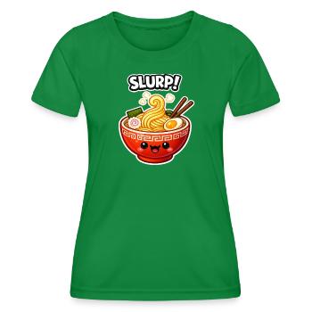 Bol Souriant de Ramen Kawaii - T-shirt sport Femme - vert - Devant - AI Model Female 172 dark (172cm)