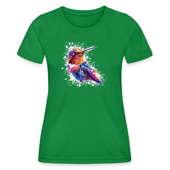 Bunter Kolibri Aquarell Spritzer - Frauen Funktions-T-Shirt - Kelly Green - Vorne - AI Model Female 172 dark (172cm)