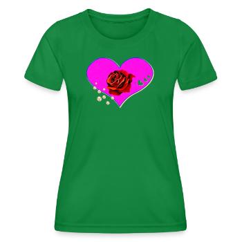 0herzen, rosen, perlen - Frauen Funktions-T-Shirt - Kelly Green - Vorne - AI Model Female 172 dark (172cm)