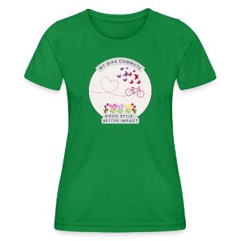 Fahrrad Pendler Shirt Floral Schmetterling Fahrrad - Frauen Funktions-T-Shirt - Kelly Green - Vorne - AI Model Female 172 dark (172cm)