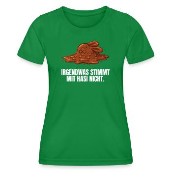 Irgendwas stimmt mit Hasi nicht - Frauen Funktions-T-Shirt - Kelly Green - Vorne - AI Model Female 172 dark (172cm)