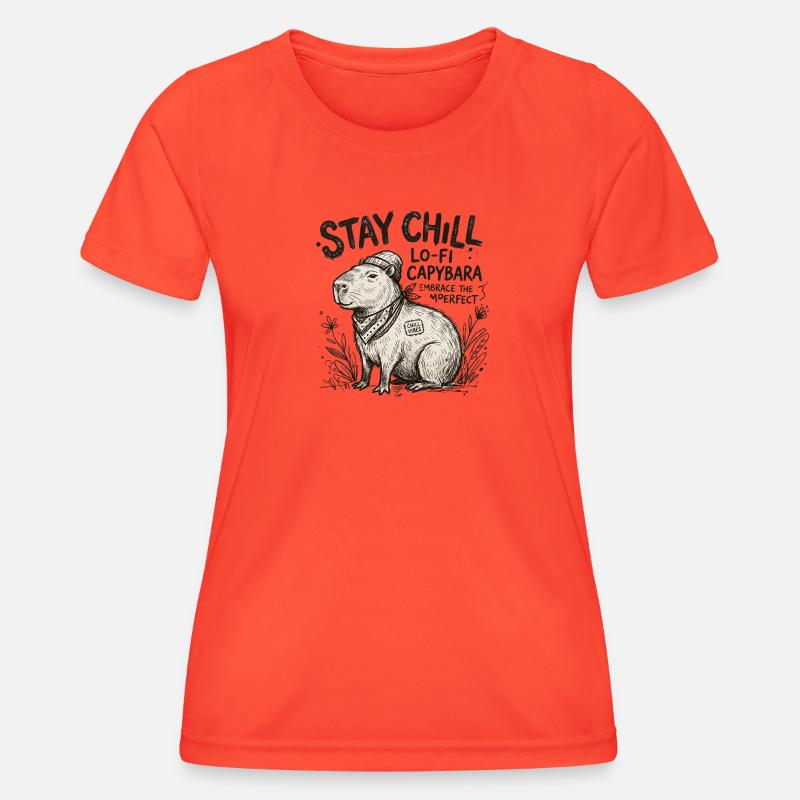 Capybara Chill LoFi Artwork - Women's Functional T-Shirt - grenadine