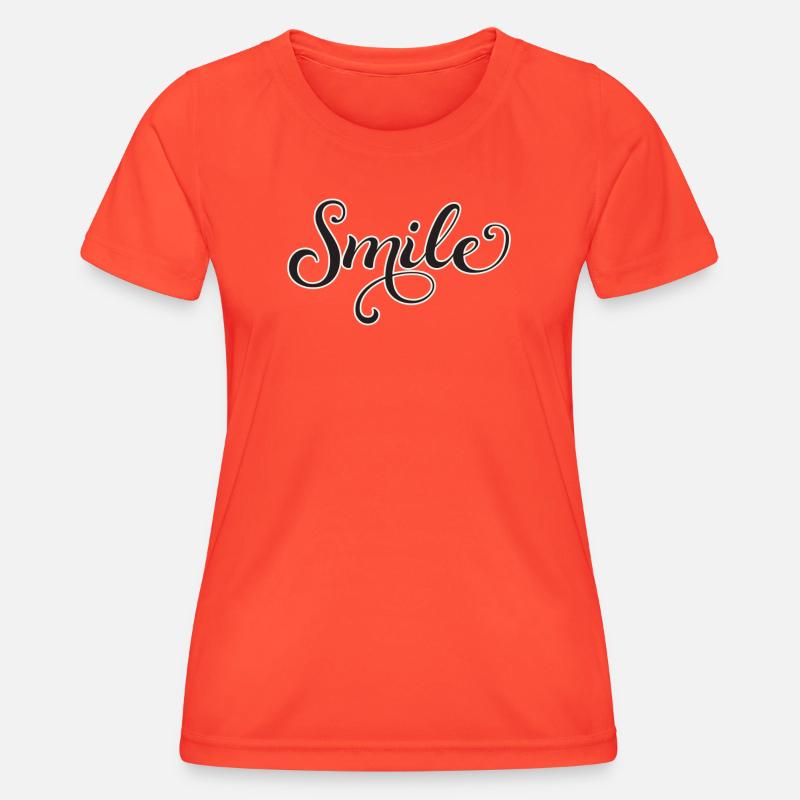 Smiling Script Lettering Smile - Women's Functional T-Shirt - grenadine