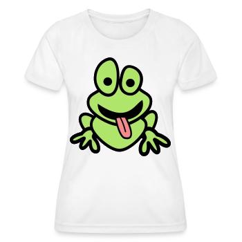 Frog avec la langue - T-shirt sport Femme - blanc - Devant - AI Model Female 172 dark (172cm)