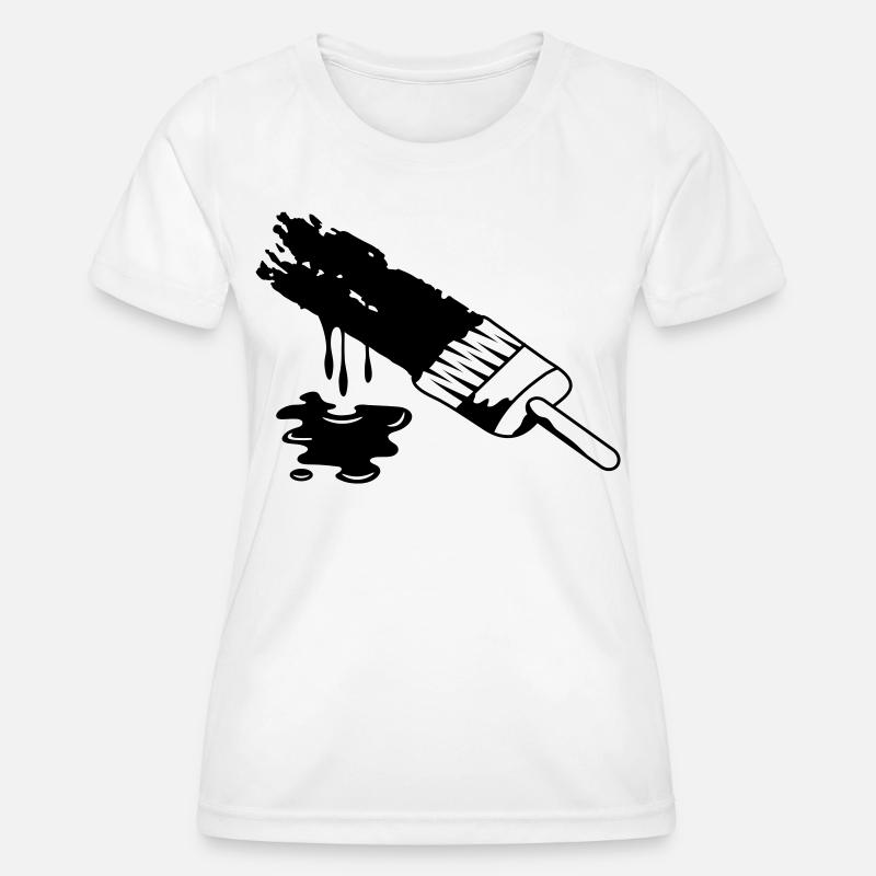 A brush and dripping paint - Women's Functional T-Shirt - white