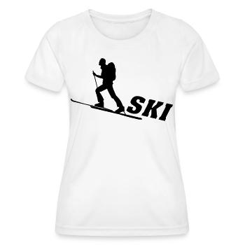 Ski, ski, skiing, après ski, freeski, winter - Women's Functional T-Shirt - white - Front - AI Model Female 172 dark (172cm)