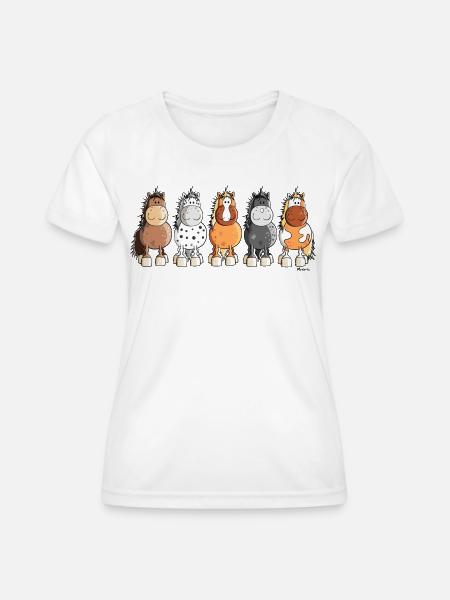 Happy Horses - Frauen Funktions-T-Shirt - Weiß