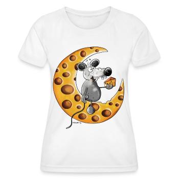 The Mouse Love Cheese - Women's Functional T-Shirt - white - Front - AI Model Female 172 dark (172cm)