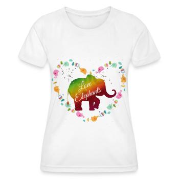 Rainbow Elephant Heart Design - Women's Functional T-Shirt - white - Front - AI Model Female 172 dark (172cm)