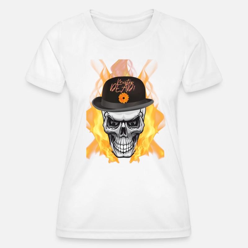 biker, skull, fire - Women's Functional T-Shirt - white