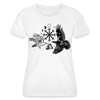 Hugin und Munin mit Vegvisir Valknut - Frauen Funktions-T-Shirt - Weiß - Vorne - AI Model Female 172 dark (172cm)