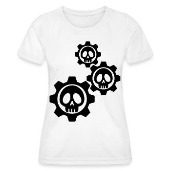 Crânes et engrenages noirs - T-shirt sport Femme - blanc - Devant - AI Model Female 172 dark (172cm)