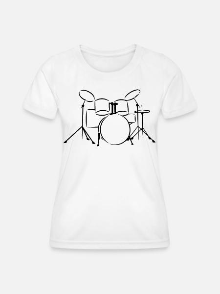 Schlagzeug Skizze - Frauen Funktions-T-Shirt - Weiß