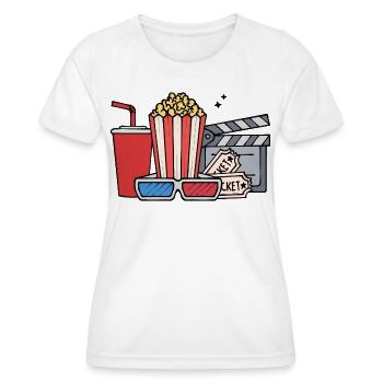 Cineast Movies Movies Cinema Movie Night Movie Night - T-shirt sport Femme - blanc - Devant - AI Model Female 172 dark (172cm)