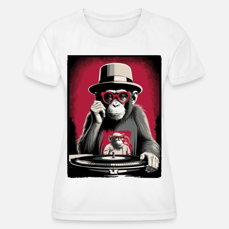 Monkey DJ - Women's Functional T-Shirt - white