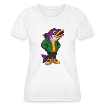 saumon drôle kawaii dessin animé personnage clipart - T-shirt sport Femme - blanc - Devant - AI Model Female 172 dark (172cm)