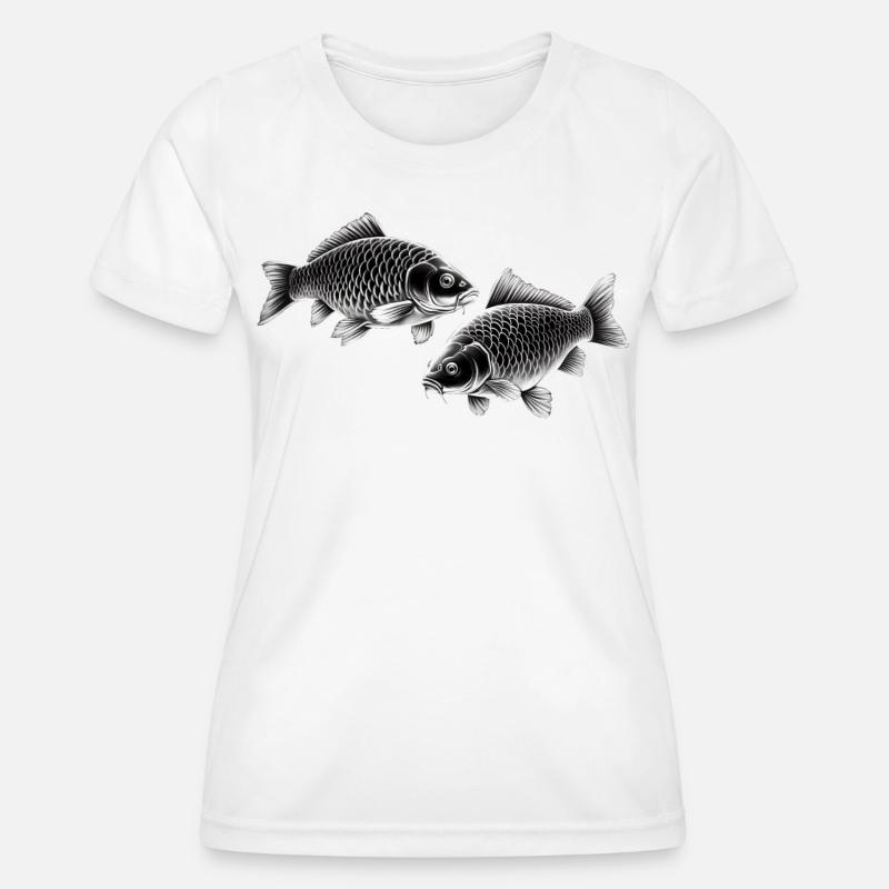 Carp chalk drawing - Women's Functional T-Shirt - white