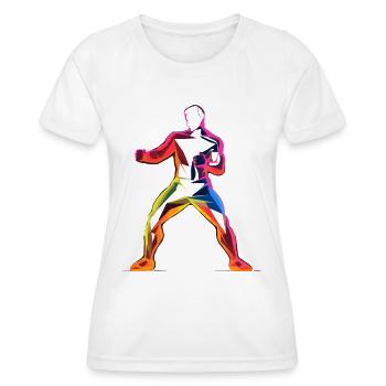 Kickboxer Cartoon Stil - Frauen Funktions-T-Shirt - Weiß - Vorne - AI Model Female 172 dark (172cm)