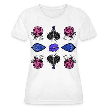 Roses Pop Art - Women's Functional T-Shirt - white - Front - AI Model Female 172 dark (172cm)
