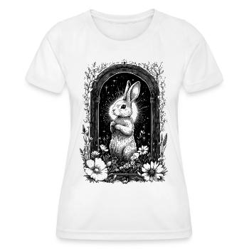 Bohemian Boho Hase Hasenmotiv Frühling Cottagecore - Frauen Funktions-T-Shirt - Weiß - Vorne - AI Model Female 172 dark (172cm)