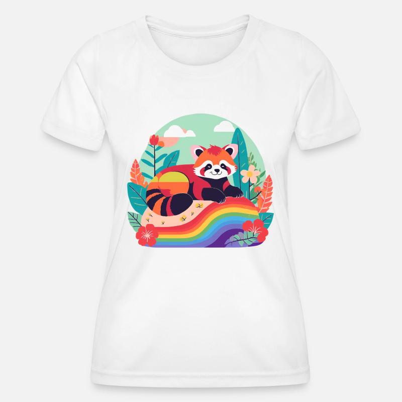 Rainbow Panda at Rest - Women's Functional T-Shirt - white