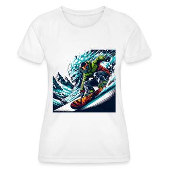 Snowboarder d’adrénaline avec motif dragon - T-shirt sport Femme - blanc - Devant - AI Model Female 172 dark (172cm)