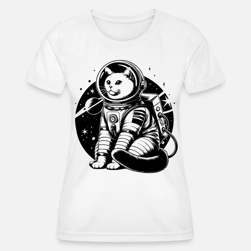 Astronaut Cat - Women's Functional T-Shirt - white