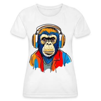 Monkey with headphones - Women's Functional T-Shirt - white - Front - AI Model Female 172 dark (172cm)
