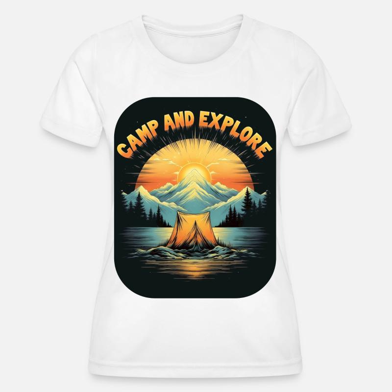 Retro Camping - Camp and Explorer - Women's Functional T-Shirt - white