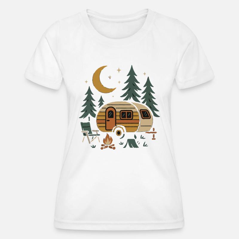 Nighttime Camping Scene Design - Women's Functional T-Shirt - white