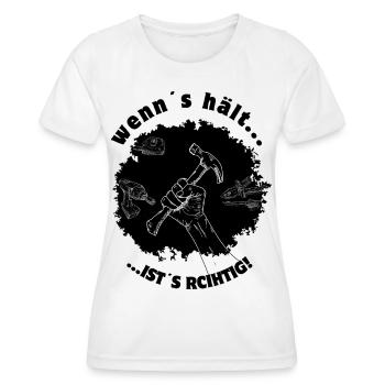 Si ça tient, c’est bien ! - T-shirt sport Femme - blanc - Devant - AI Model Female 172 dark (172cm)