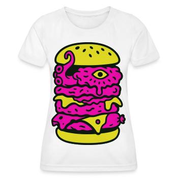 Monster Burger dans le style Pop Art - T-shirt sport Femme - blanc - Devant - AI Model Female 172 dark (172cm)
